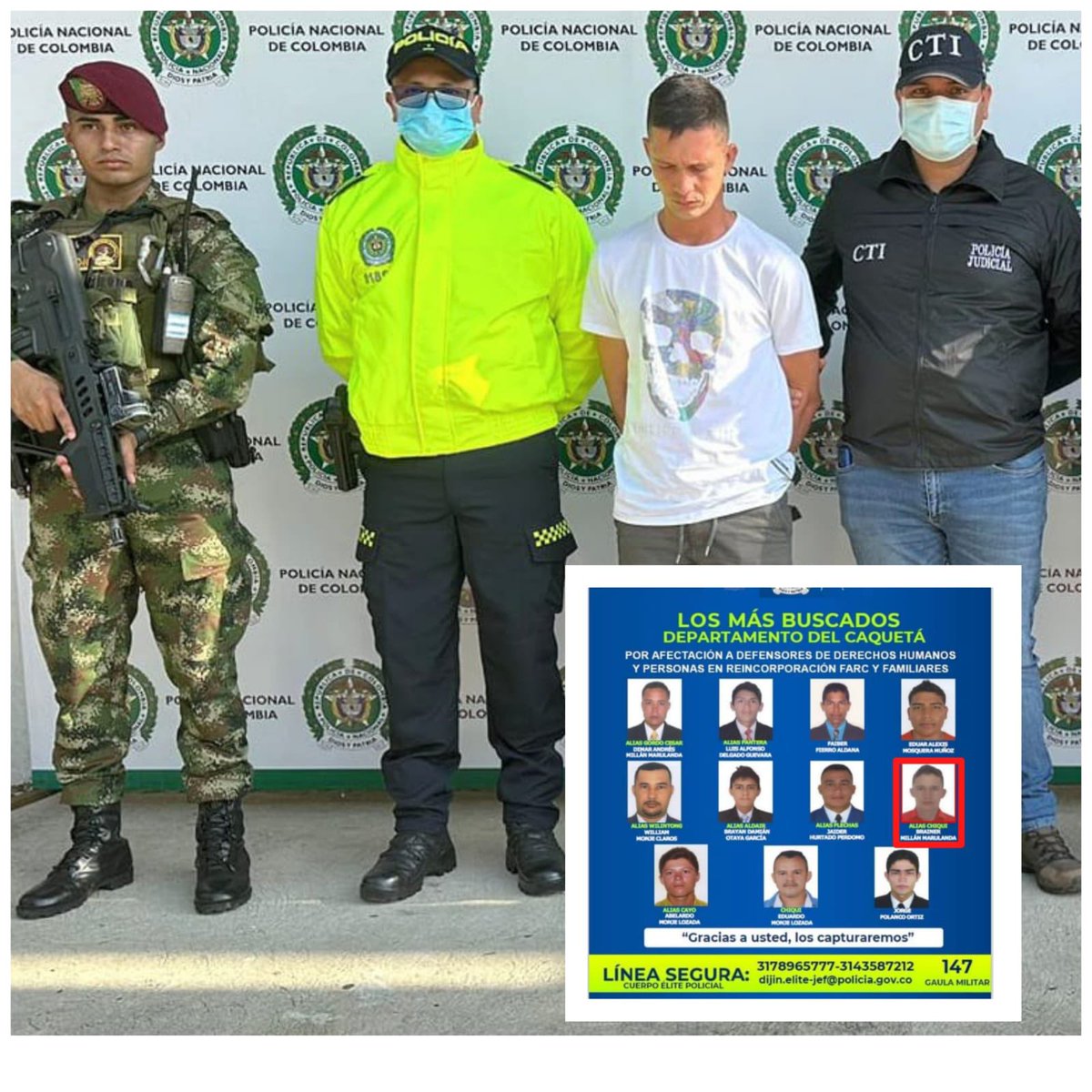 Avanzan los resultados de la #OperacionThemis: fue capturado alias ‘Chiqui’, integrante del Estado Mayor Central de disidencias Farc, por homicidio de líder comunal en el 2021.
 
Alias ‘Chiqui’, publicado en el cartel de los más buscados por asesinar a líderes sociales en