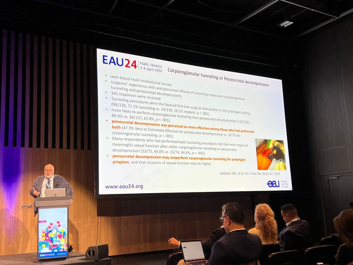 Does penoscrotal decompression outperform corporoglanular tunneling? #DimitrisHatzichristou is summarizing the current opinions on the management of prolonged ischemic #priapism during the #EAU24 👉rdcu.be/dD0bT
