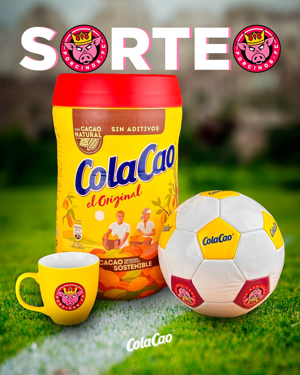 🐷JORNADA 11🐷

SORTEAMOS 1 TAZA edición limitada de <a href="/PorcinosFC/">Porcinos FC</a>, 1 PELOTA FIRMADA por <a href="/IbaiLlanos/">Ibai</a>
 y 1 TABULOTE con muuuucho producto entre las personas que comenten este tuit y sigan a <a href="/colacao/">ColaCao</a>

*BBLL en la biografía