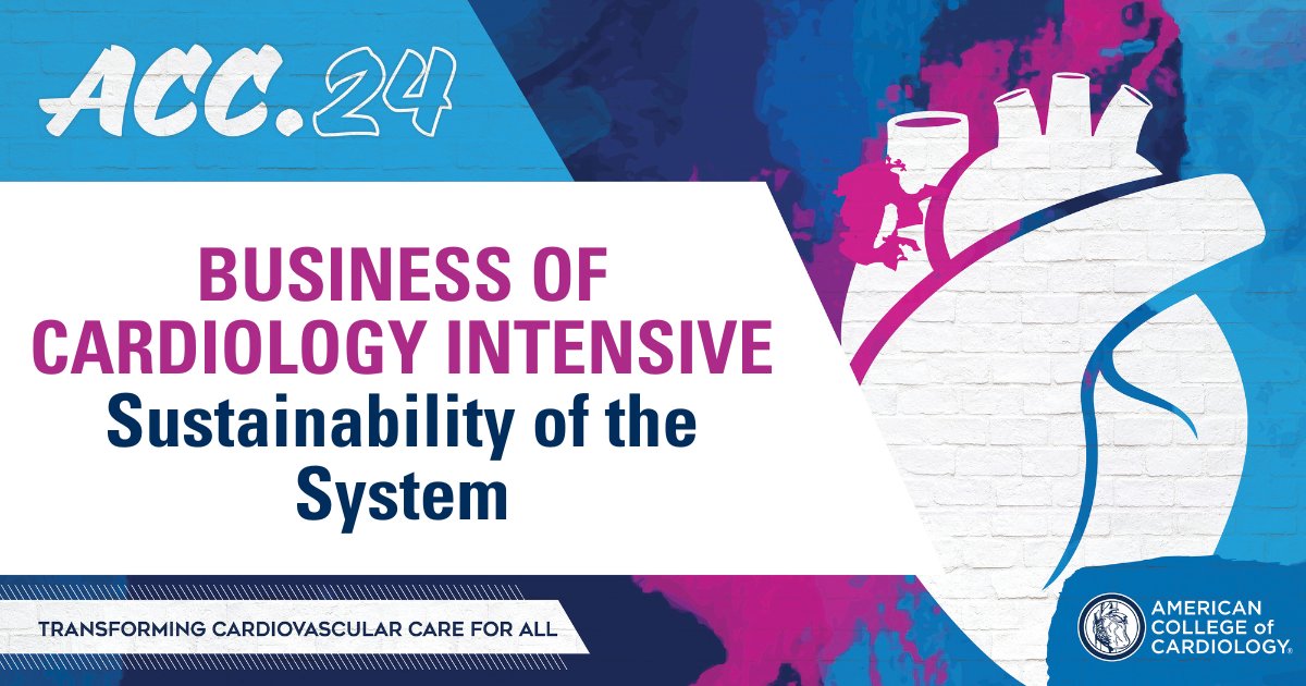 Business of Cardiology Intensive Session III happening now at #ACC24! Hear about the sustainability of the system from 8 - 9:15 a.m. in Murphy Ballroom 4. Learn more about today's Intensive Sessions ➡️ bit.ly/3IYtABU
