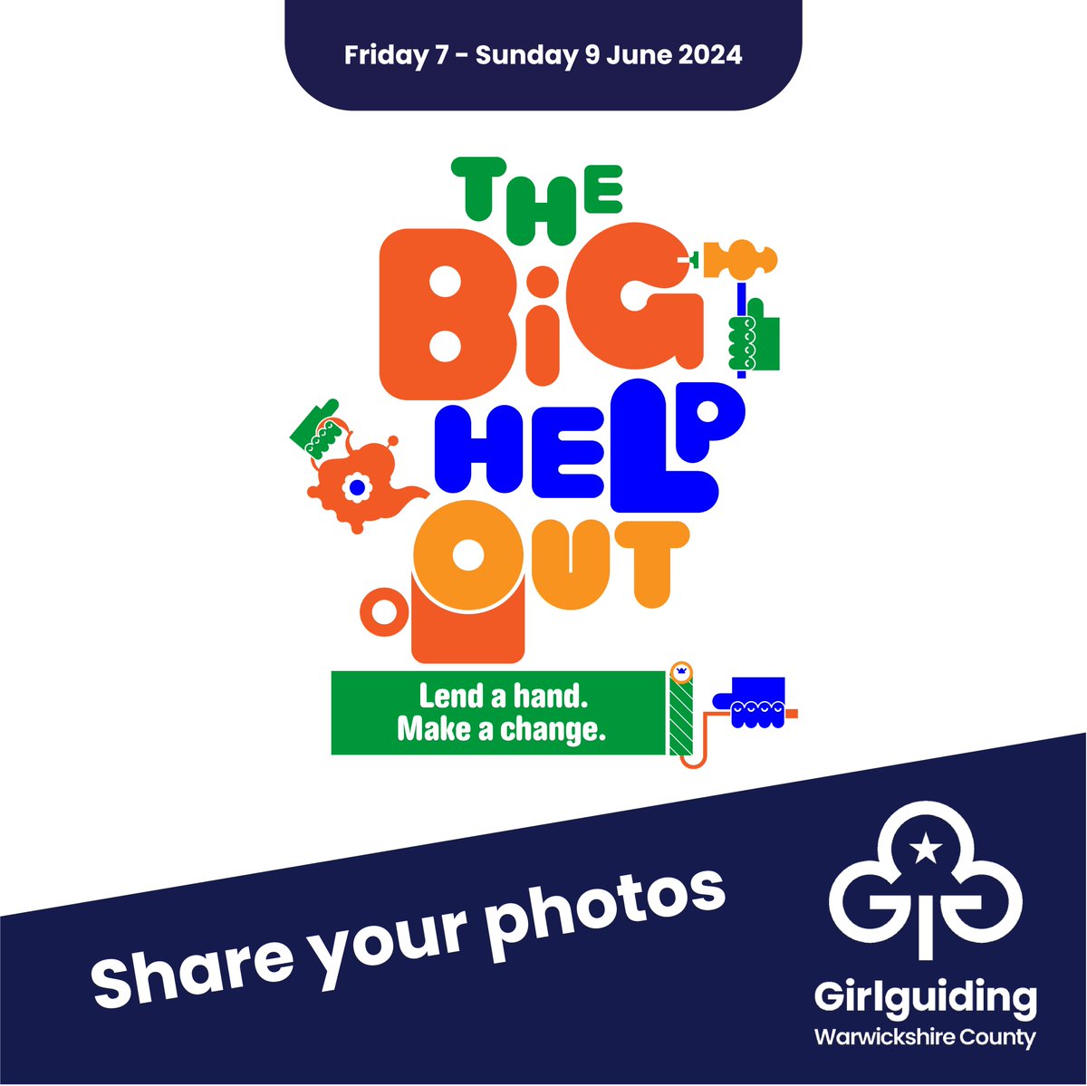 We’re joining #TheBigHelpOut in 7-9th June 2024! 🤝

Volunteers are superheroes 🦸‍♀️ so this year, we’re inviting you to make a difference within communities.

However you are taking part, please send your photos to communications@ggw.org.uk 📩

#girlguidingwarwickshire