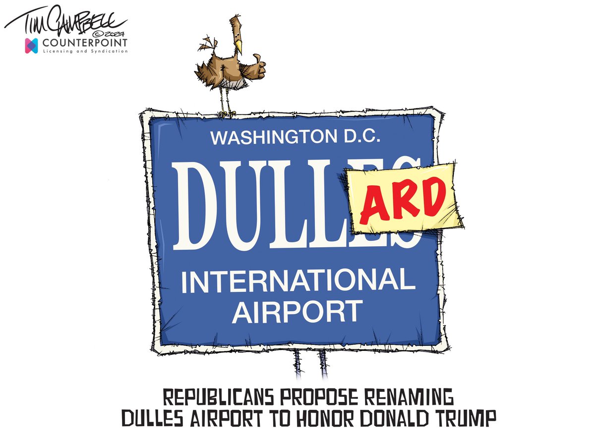 Dullard #DullesInternationalAirport #Trump #RenameAirport #TrumpAirport #GOPClownShowContinues @EandPCartoons @IndianaJournos @sausageonstick @INFocusIndiana