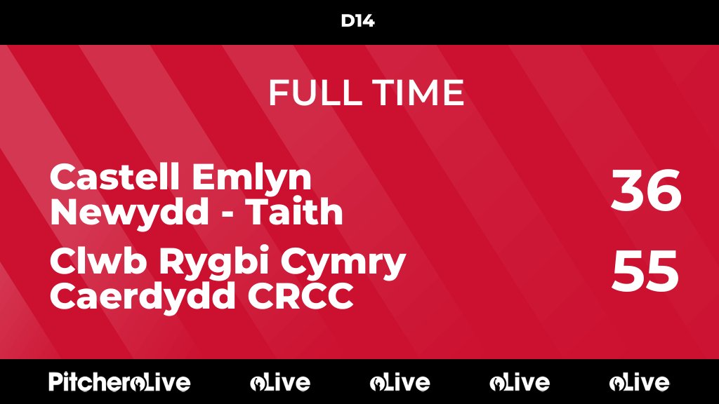 FULL TIME: Castell Emlyn Newydd - Taith 36 - 55 Clwb Rygbi Cymry Caerdydd CRCC #CASCLW #Pitchero clwbrygbi.com/teams/242921/m…