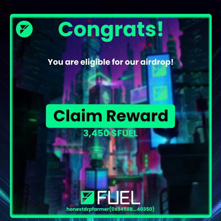honestdrpfarmer's tweet image. $FUEL AIRDROP WILL BE INSANE!

Time: 5-10 min
Cost: Free
Potential: $2500-$5000

Stop wasting your time, and follow my easy Step-by-Step video guide on how to be eligible for the airdrop so you dont miss out! 🧵👇