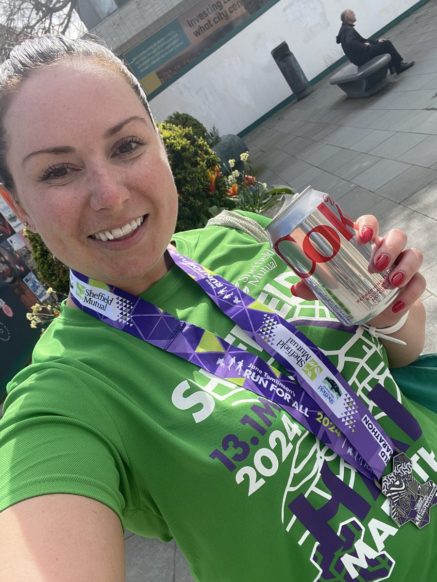 A Diet Coke has never been more needed! Sheffield half marathon ✅ Now pass me a pint!!! 🍻