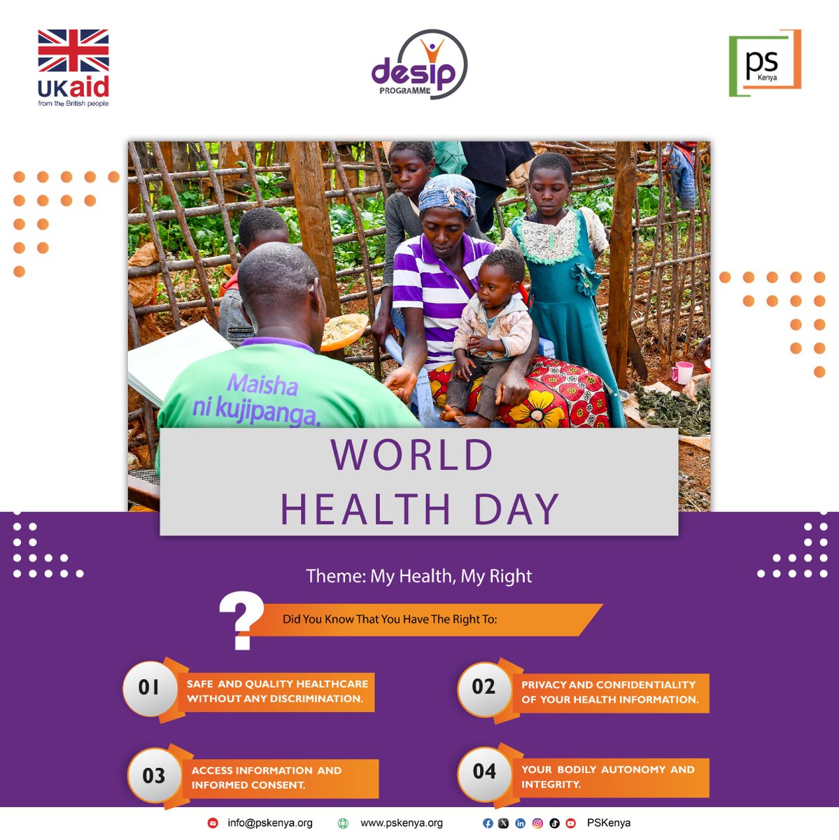 By ensuring that everyone has equal access to healthcare, tackling the root causes of health disparities, and enabling individuals to take control of their own health and wellbeing, #PSKenya is working towards fulfilling the basic right to health for all. #WorldHealthDay2024