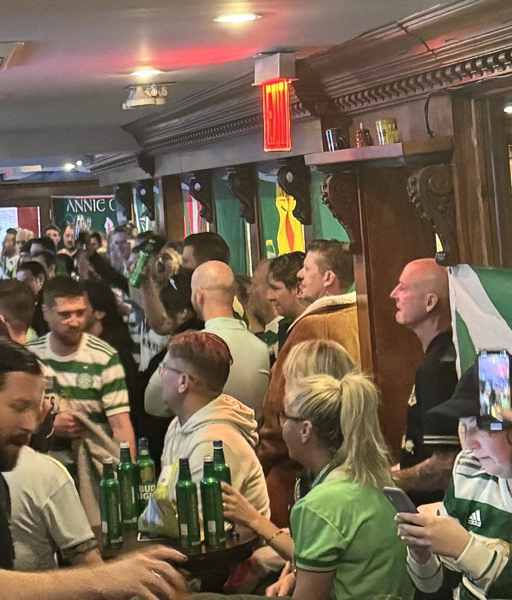 It’s been a while since I’ve been in a New York pub at 6 o’clock in the morning. Could be in Glasgow. Come on Celtic!