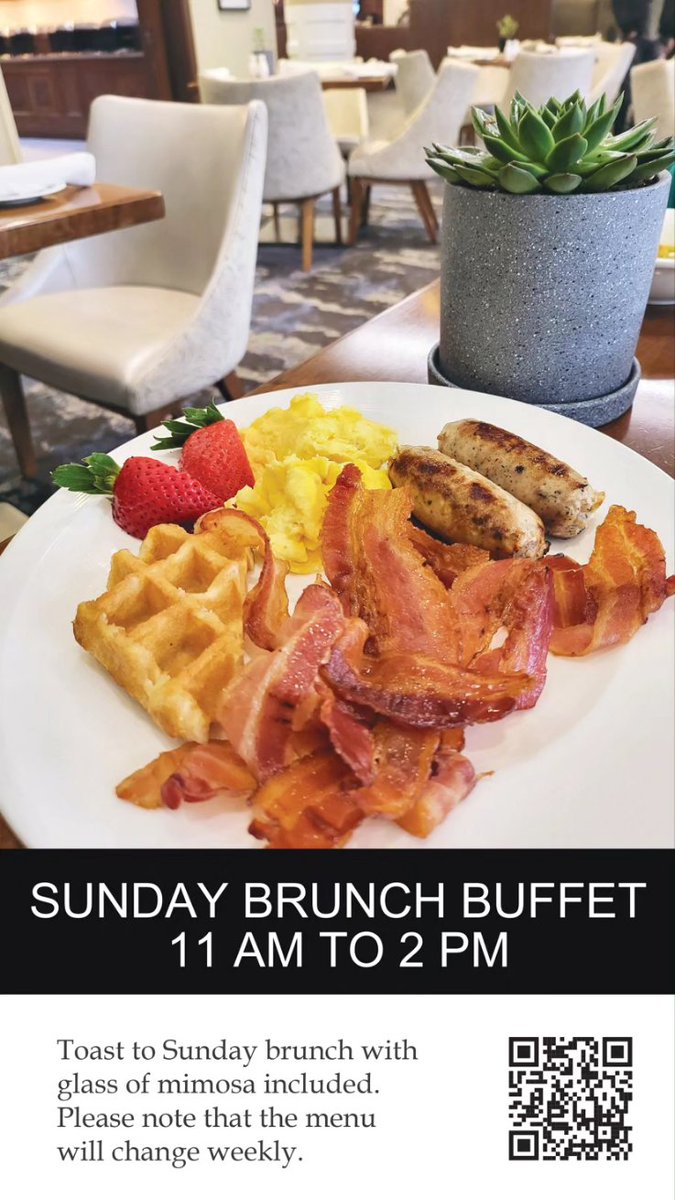 Toast to #Sundaybrunch with glass of mimosa included at #CraveRestaurant from 11 lam to 2 pm. Please note that the menu will change weekly. View sample menu and reserve your table at parkwaytakeout.com