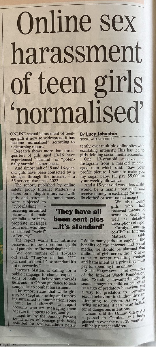 🚨 Half of 15 - 16 year olds have been contacted by a stranger 3/4 of 13 - 16 year olds have experienced ‘harmful or potentially harmful’ online content ‘So standard it’s not noteworthy’ ⁦@IM_org⁩ ⁦@UsforThemUK⁩