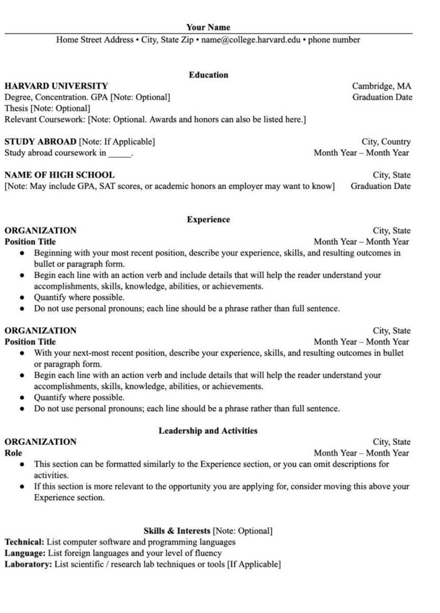 Here’s a CV template created by Harvard. I have uploaded the word form to a google drive so you don’t have to create from scratch. You just need to edit and include your detail. Feel free to change the headers when necessary.