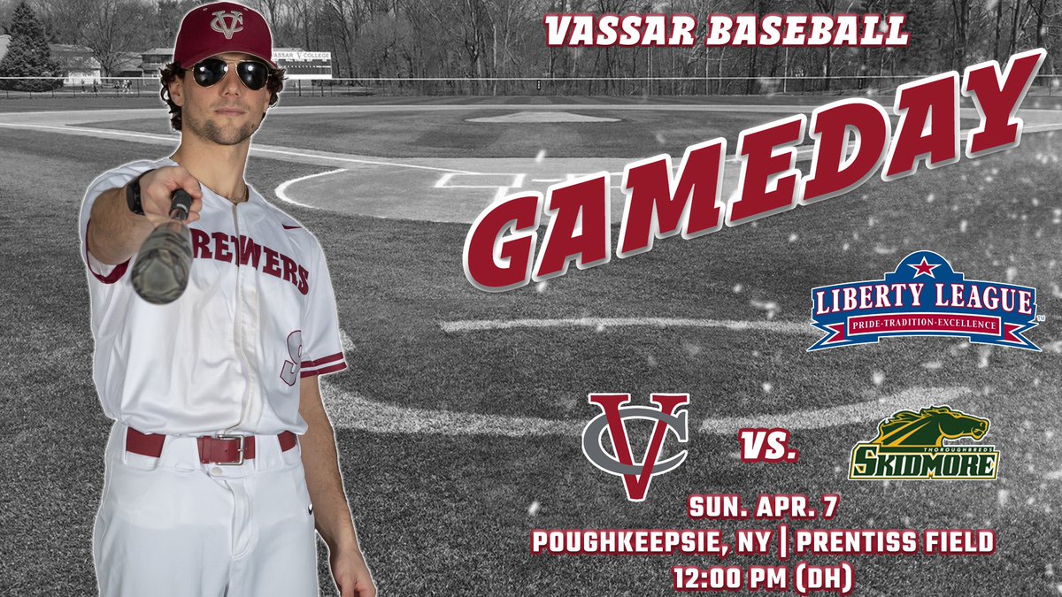 Another beautiful day on tap at Prentiss Field ☀️ @vassarbaseball will play the final two games of its three game series with Skidmore at Prentiss beginning at 12:00! #BrewersPride