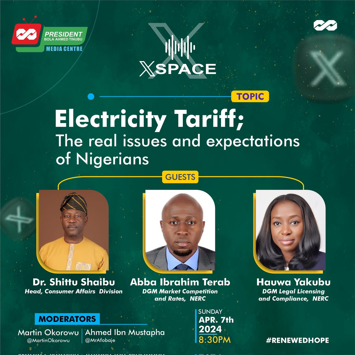 Join us on this week's edition of #PBATSpaces as we delve into the real issues and expectations surrounding electricity tariffs in Nigeria. Moderators: @MrAfobaje || @martinokorowu 🕣: 8:30pm Stay tuned!