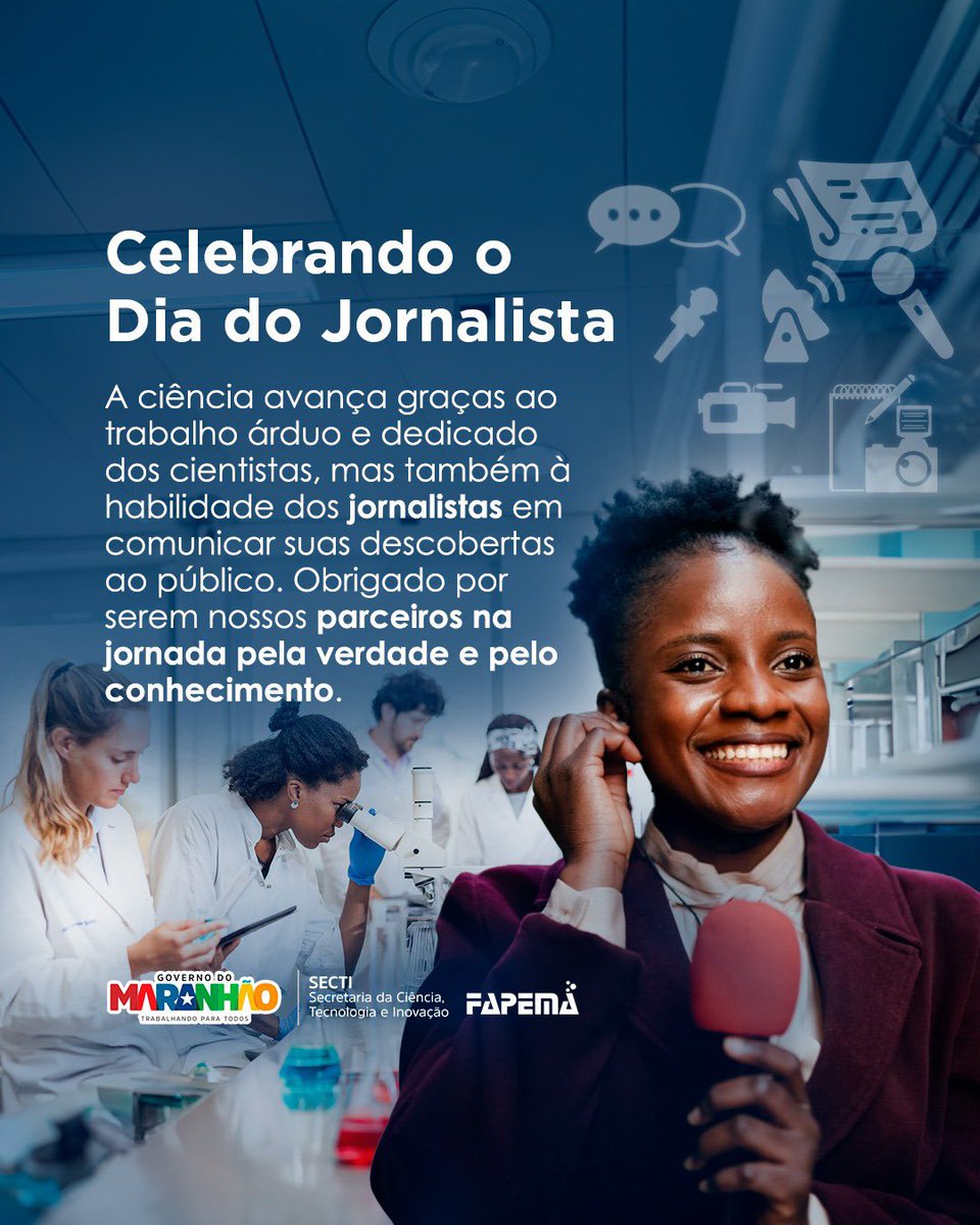 🗞️🎙️A Fapema expressa sua profunda gratidão a todos os jornalistas. Seu trabalho incansável não só na divulgação científica, mas em todas as áreas, é essencial para informar e inspirar. Obrigado por promover o conhecimento e contribuir para o avanço da sociedade.