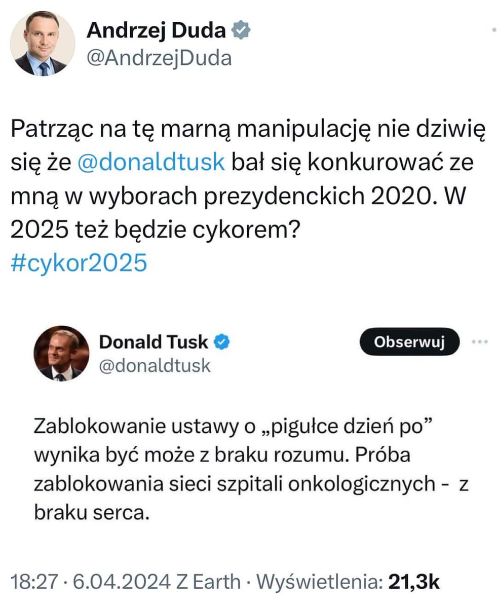 Popieram @AndrzejDuda  
D.T. poniżej krytyki #cykor2025