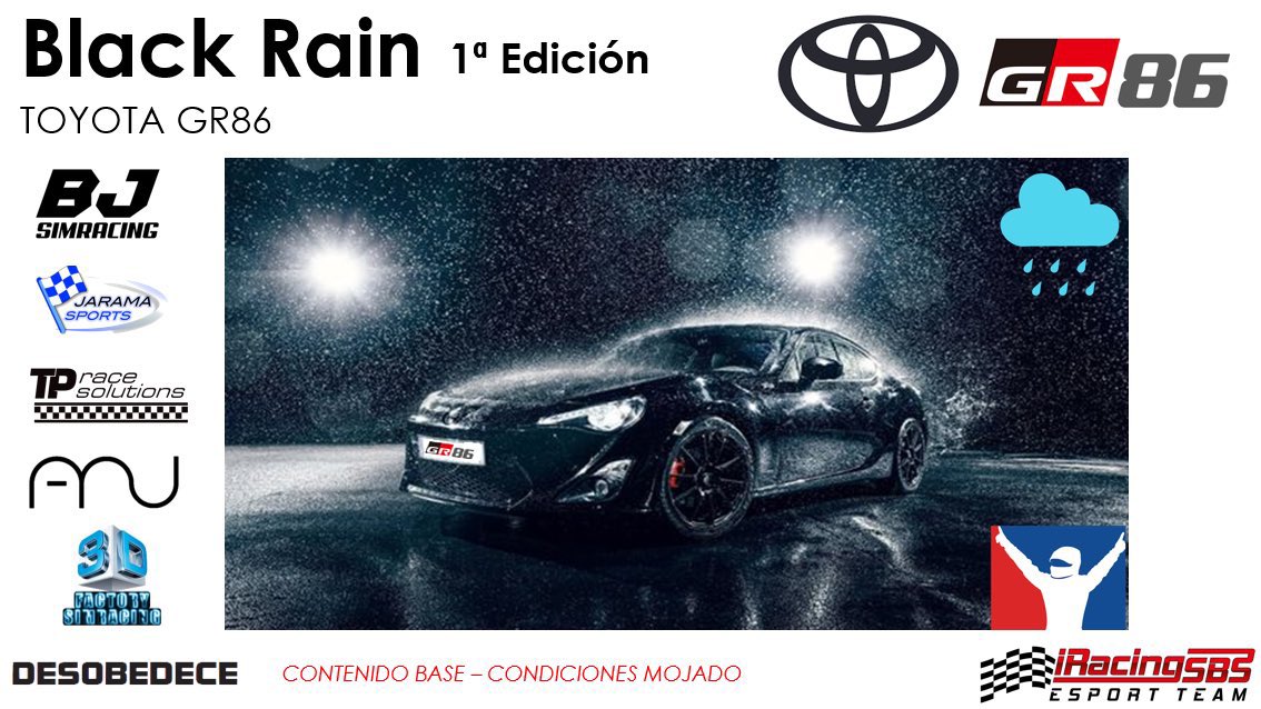 iracingsbs's tweet photo. 🏁 3..2..1 🏁
HOY #BlackRain 
Vota en directo a tu piloto favorito y entra en los SORTEOS sorpresa ✨que hemos preparado.
Gracias a los patrocinadores y equipos participantes por hacer posible este evento ❤️
 👉 https://t.co/s1sM5pDhSh
DIV A2 20:00 horas
DIV A1 22:00 horas https://t.co/w90cxbN6vx