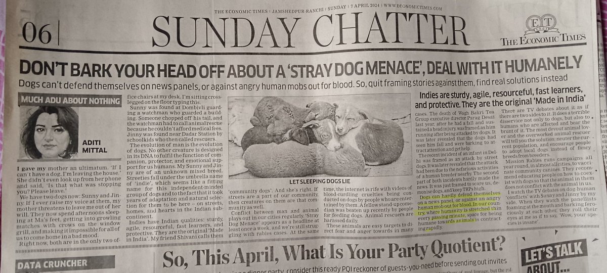 #AdoptFromStreet #StopAnimalAbuse #Dogitization #AnimalLovers #BeKkindToAnimals @EconomicTimes 🙌🙌 @Manekagandhibjp @dogitization @PandeyKamna @avc_201 @BokaroDc @mukeshlbsnaa @SauravLagatar @Mukesh_TNIE @TheDogMother_ @AmbikaShukla15 @TheViditsharma @PunitaS44575106 @ANI