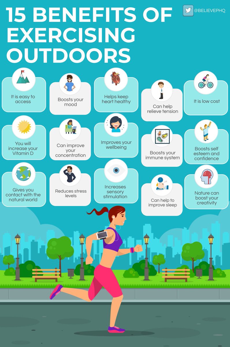 15 benefits to exercising outdoors . Via @believephq