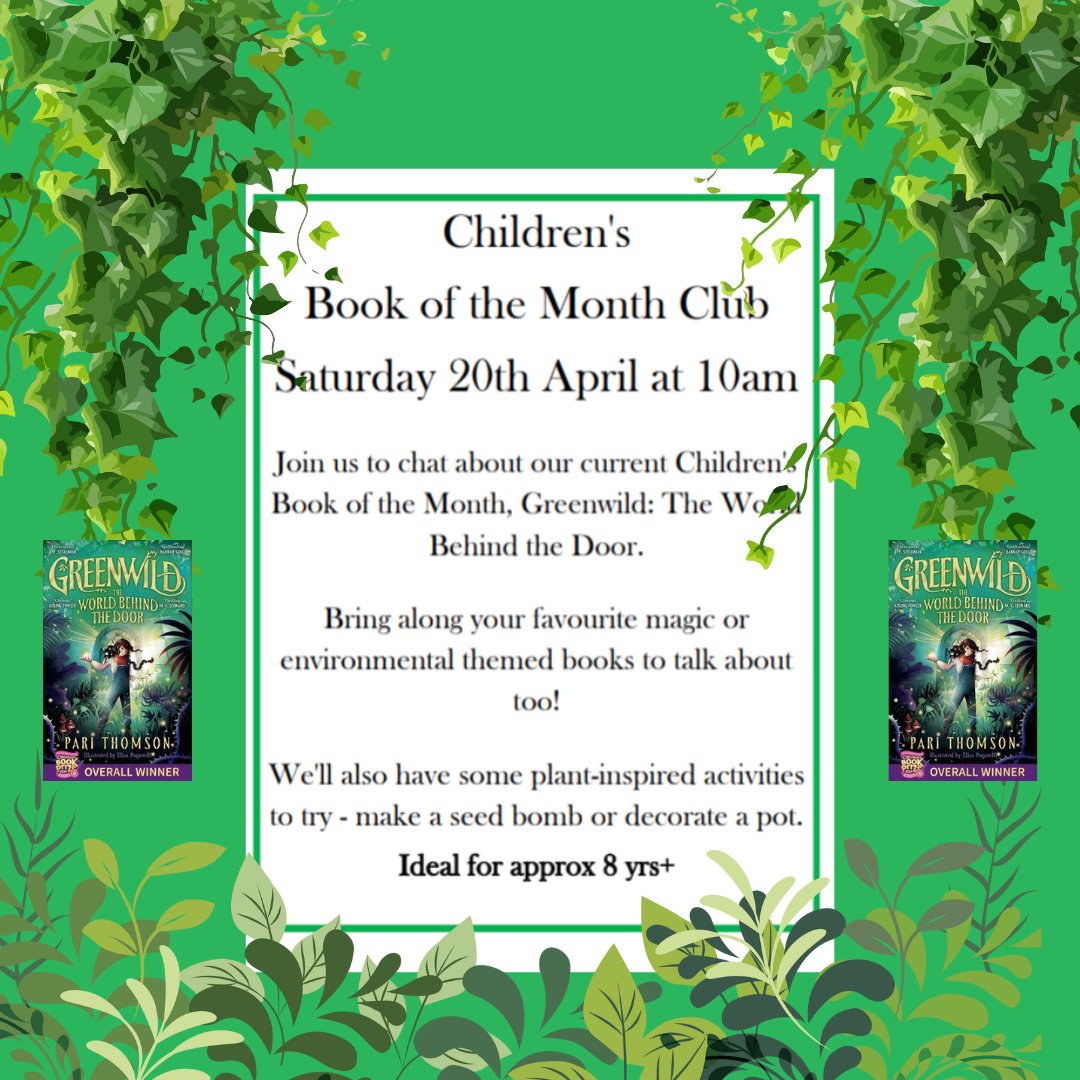Join us in a couple of weeks for April's Children's Book of the Month Club! Saturday 20th April at 10am.