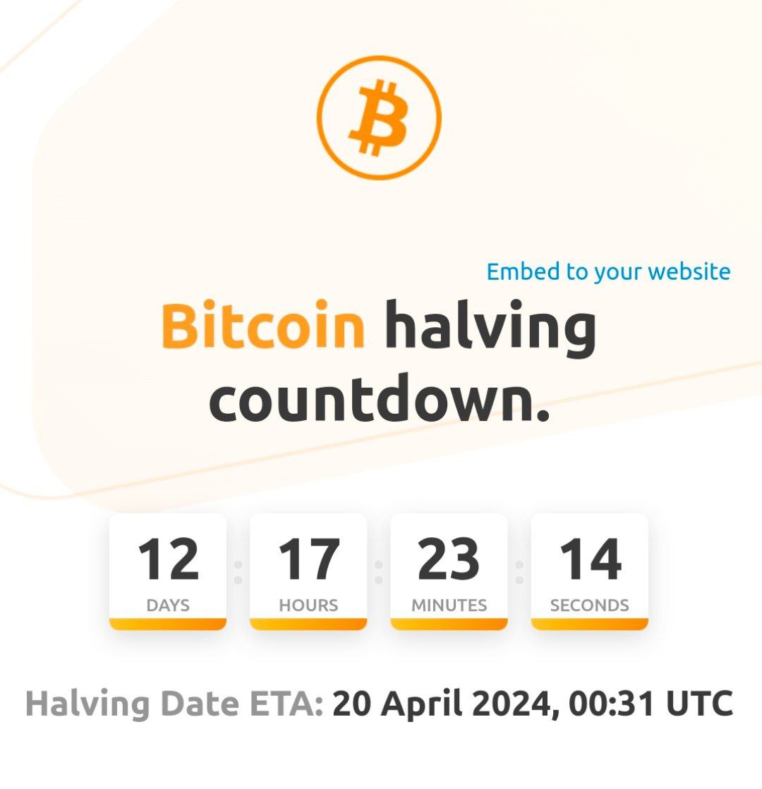 Tabraizshams12's tweet image. 💰 #BTC Big BOOM 💥 is Coming 

BITCOIN Halving 🤑 12 Day Remaining
Are You Excited or Not ?