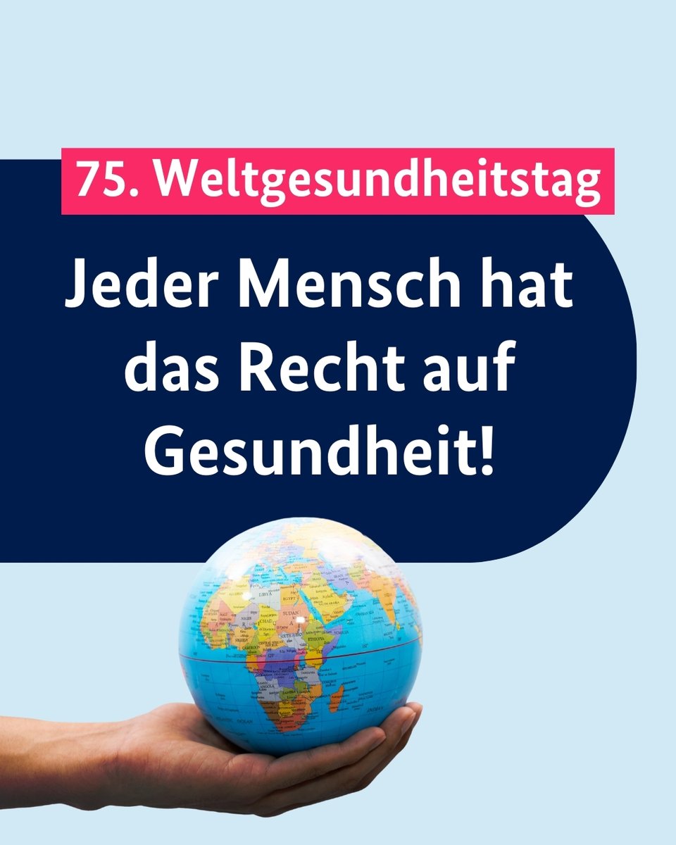 #Weltgesundheitstag: Heute vor 75 Jahren wurde die @WHO gegründet. Das Motto zum diesjährigen Jubiläum „My health, my right“ wurde gewählt, um sich für das Recht aller Menschen auf Gesundheit einzusetzen. Weitere Infos: weltgesundheitstag.de/cms/index.asp?….