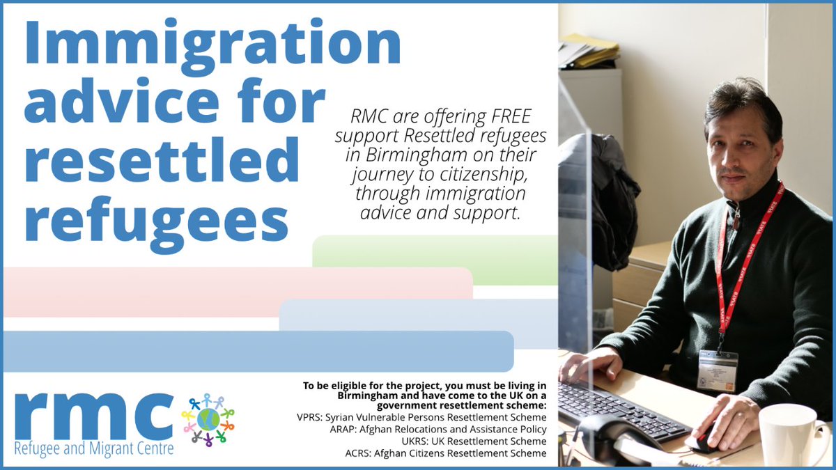 Refugees that arrived through an official resettlement programme in Birmingham are now able to access specialist support from our team.  For full details, including how to speak to the team, see rmcentre.org.uk/get-help/#proj… #Resettlement #Citizenship