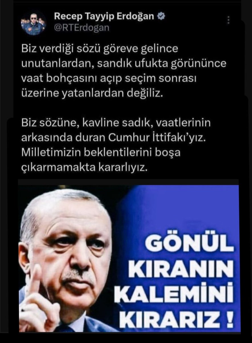 Verilen sözler yerine getirilmiyor, ortada bir çalışma yoksa, sorun büyük demektir. #BirinciDereceye3600 Ek Gösterge nerde #KamuŞefleri ne 3600 Ek Gösterge nerde. Gönüller kırık değil, harabeye dönmüş.
@RTErdogan @_cevdetyilmaz @isikhanvedat @omerrcelik @_aliyalcin_