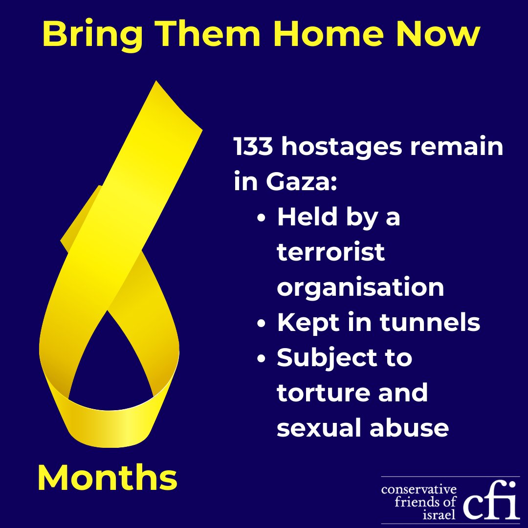 6 months since 7th October. 133 hostages remain in Gaza. #BringThemHome