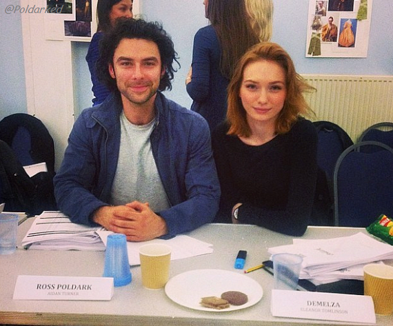 Just look at this fresh-faced pair! #AidanTurner and #EleanorTomlinson at the first #Poldark read through ten years ago today! Photo: BBC1