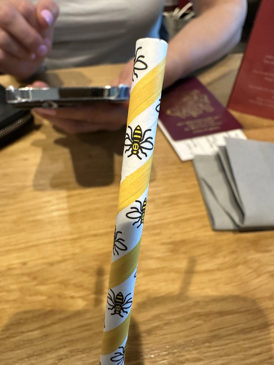 Impressed with Manchester branding on air port paper straw!