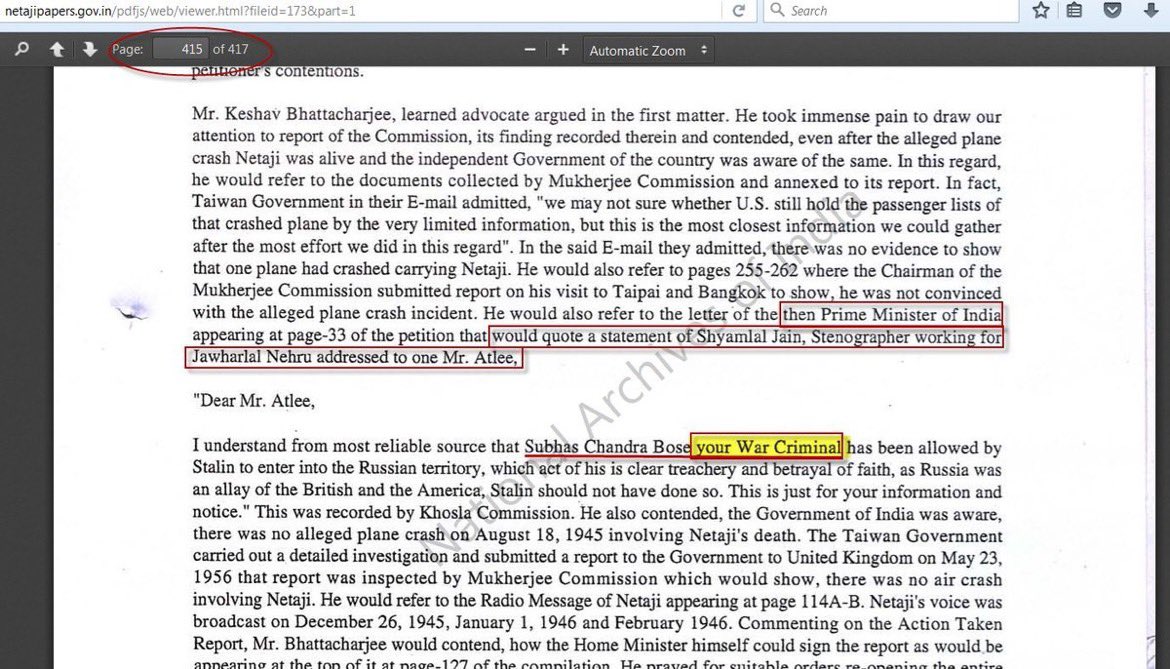 That infamous letter of Jawaharlal Nehru to British PM Atlee, calling Netaji Subhas Chandra Bose a 'war criminal'. So who is distorting history now ???