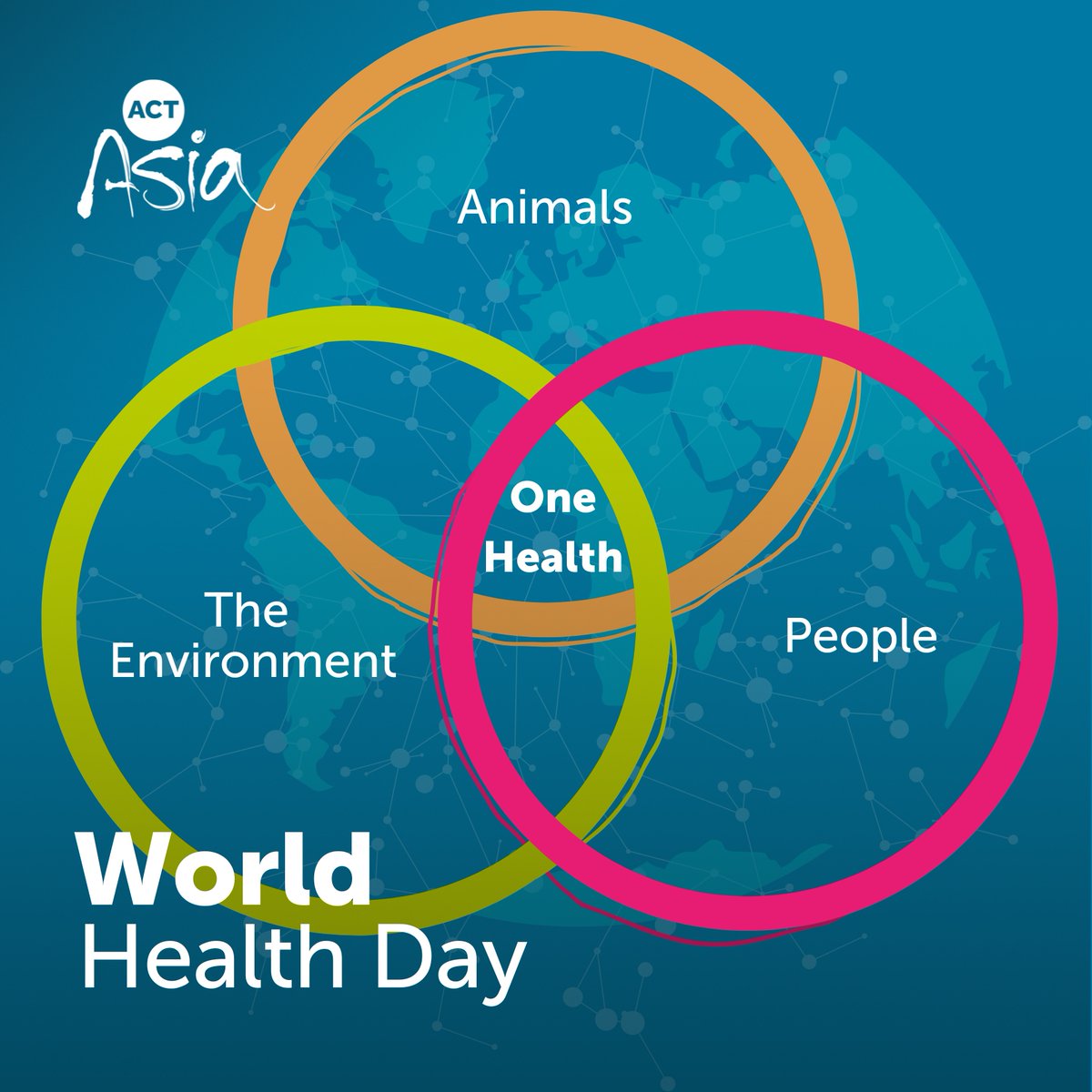 On UN World Health Day, we're thinking about One Health: The vital interdependance between animals, people and the environment 🐾👣🌿 It affects the entire planet 🌏 We're all in this together actasia.org/our-work/ #Earth #OneHealth #Together