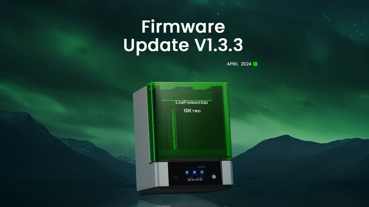 3dUniformation's tweet image. 𝗡𝗢𝗧𝗜𝗖𝗘: 𝗚𝗞𝗧𝘄𝗼 𝟴𝗞 𝗙𝗶𝗿𝗺𝘄𝗮𝗿𝗲 𝗨𝗽𝗱𝗮𝘁𝗲 𝗩𝟭.𝟯.𝟯
Hello! We've just rolled out an update.
For more details,
📷 uniformation3d.com/pages/gktwo-gu…
Contact our tech support if you need any help updating the firmware.
Happy printing!
#uniformation3d #FirmwareUpdate