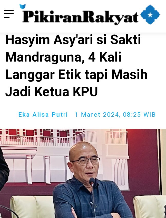 Negara muslim terbesar Mantap mempertahankan ketua KPU, yg langgar etik 4 kali Atur aja boss Sesuai kebutuhan 🤣🤣🤣