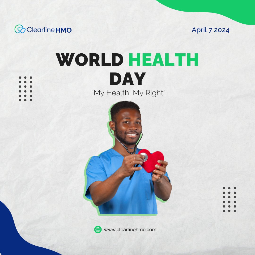 The theme for this year is 'My health, my right.' On World Health Day, we're reminded that everyone deserves access to quality healthcare and the right to prioritize their well-being💪. #WorldHealthDay2024 #MyHealthMyRight #healthforall #clearlinehmo #who