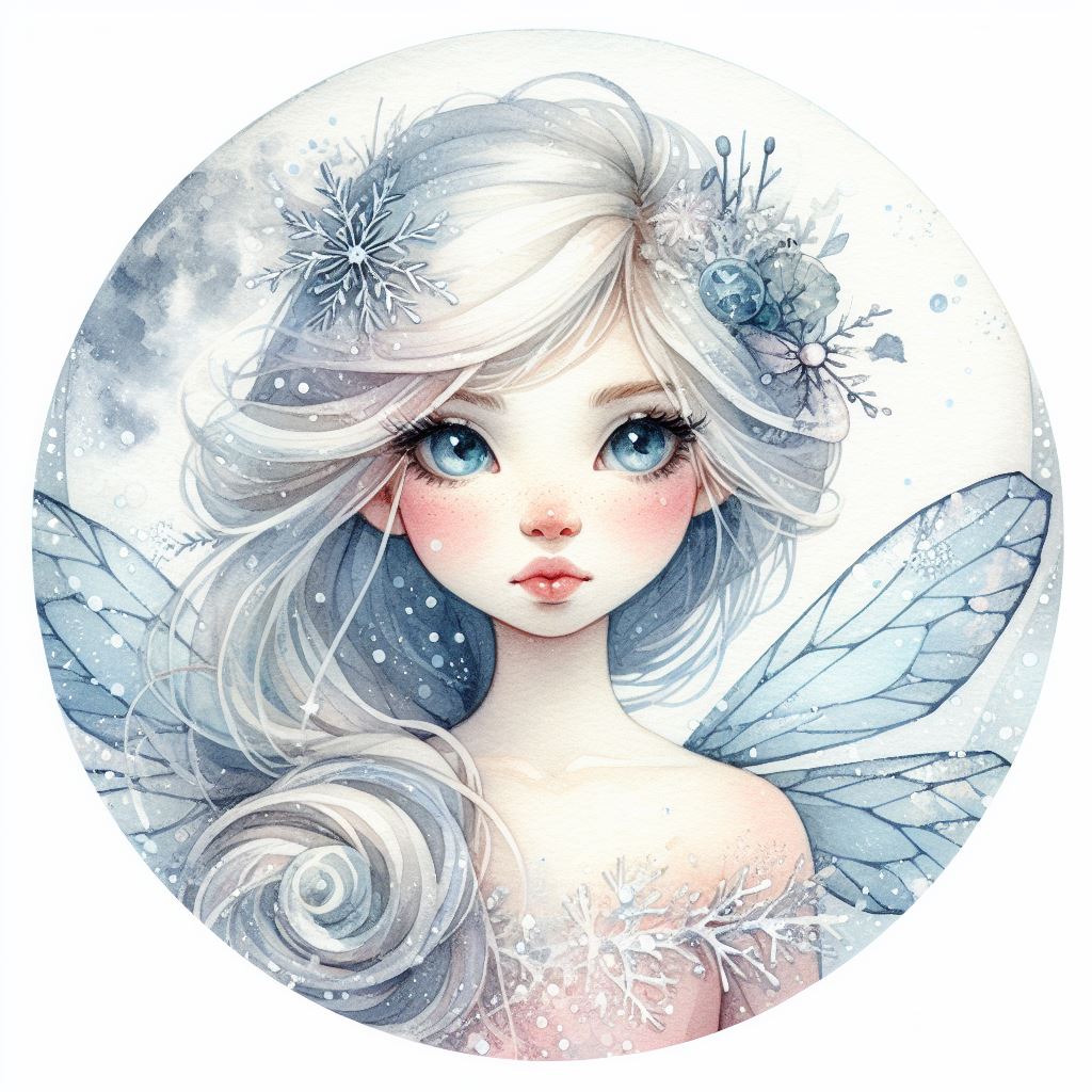 Frosty Fairy by tonnyfroyen.com 

Watercolour: A charming ice fairy for winter dreams. 

#watercolour #round #icefairy #winterfairy #nurseryart #fairytale #whitebackground #tonnyfroyen #mobiltoner #mentalhelsemolde #wintervibes #frosted #magical #sparkling #illustration