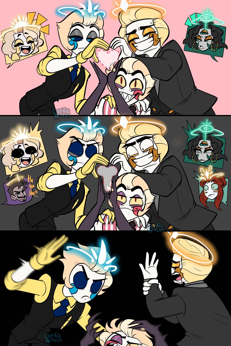 “Just ONE decent picture. Is that SO hard.🙄”

Doodled some late night sillies with @NeonRoss_ and @koko_iep ‘s archangel designs +Lucifer (And a lil Adam)! 💕🫶🏻
#HazbinHotel #HazbinHotelLucifer #HazbinHotelAdam #HazbinHotelMichael #Doodle #Meme
