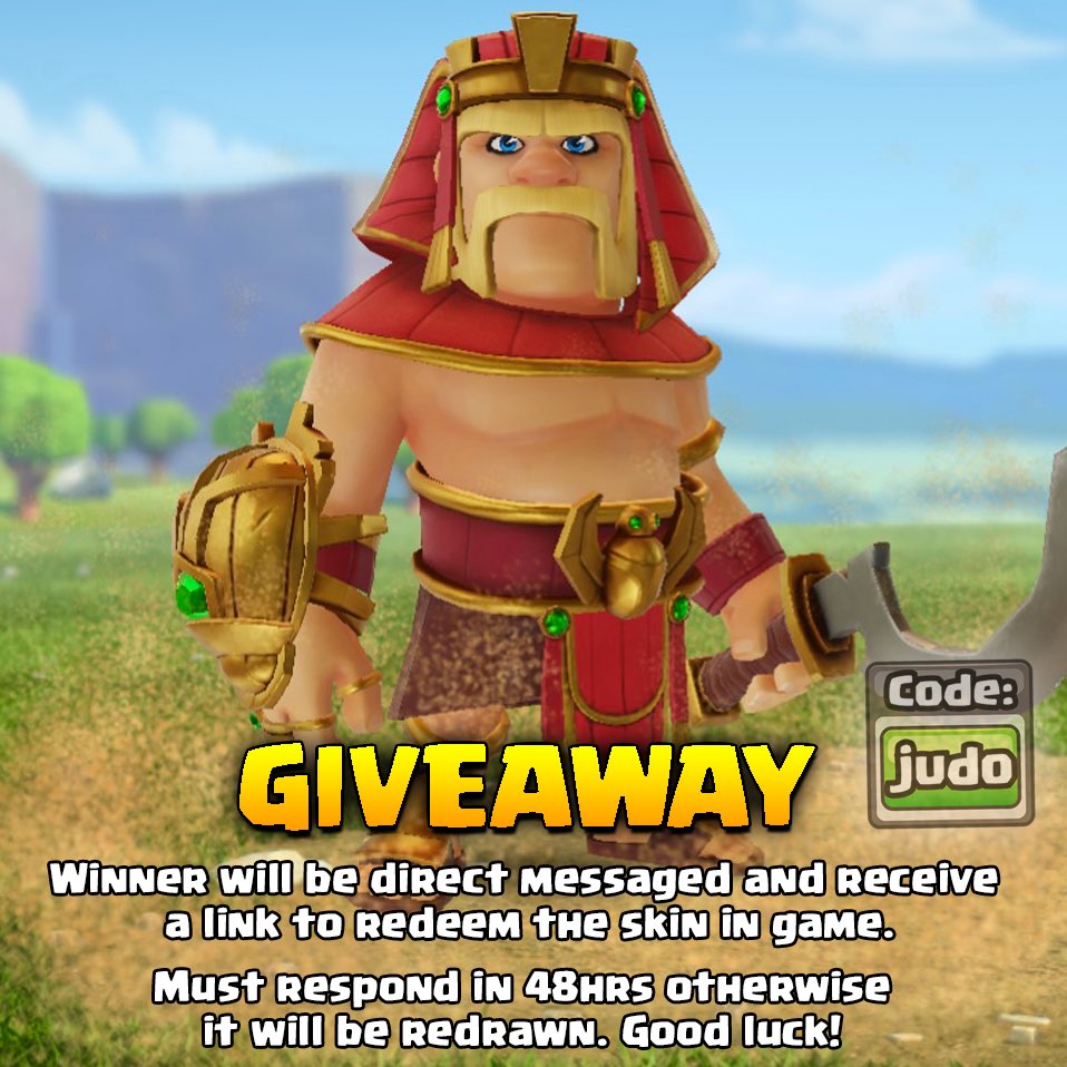 The Egypt King has released and I have one to give away. To Enter:

🔁 Retweet this post and Follow Me!

Winner Drawn Wed 10th April. Good luck! #GiftedbySupercell