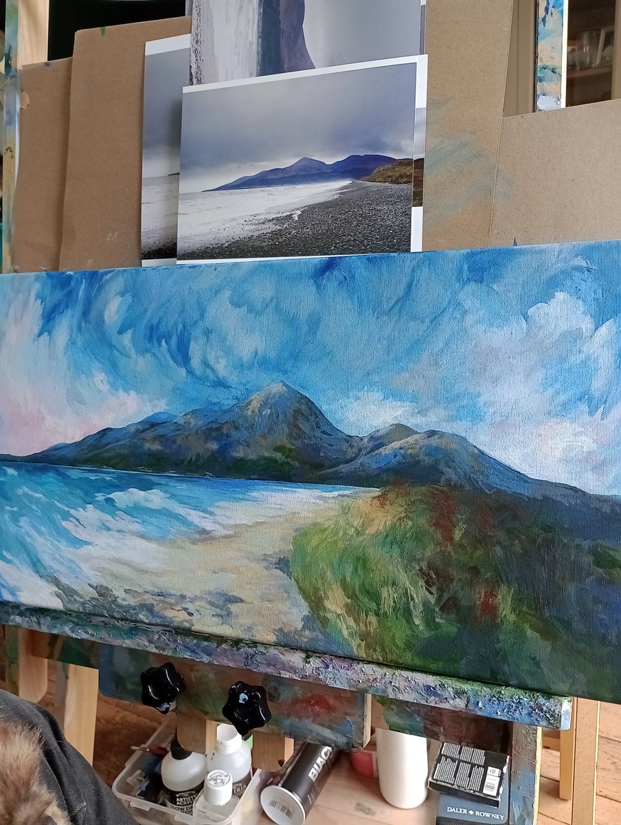 The latest - The Mournes from Murlough Beach. Not finished yet but not far off. Time to stand back for a day or two and make the final adjustments then. #murlough #codown #irishartist #supportartists