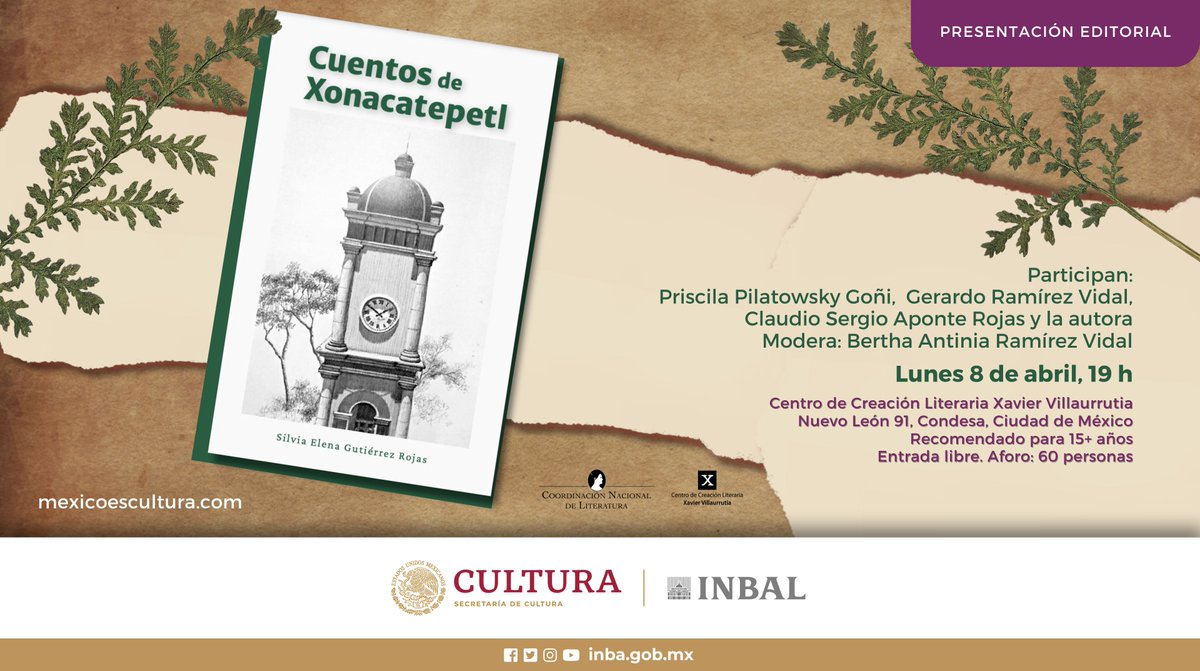 ¡Atención amantes de la literatura! Les extendemos una cordial invitación a la presentación editorial de 'Cuentos de Xonacatepetl', de Silvia Elena Gutiérrez Rojas. 🗓️ MAÑANA | 19 h 📍 @CCLXV.