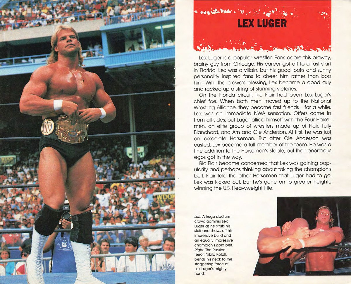 Lex Luger profile from the Guide to Wrestling Superstars book published in 1989. @GenuineLexLuger #WWF #WWE #WCW #NWA #Wrestling #LexLuger