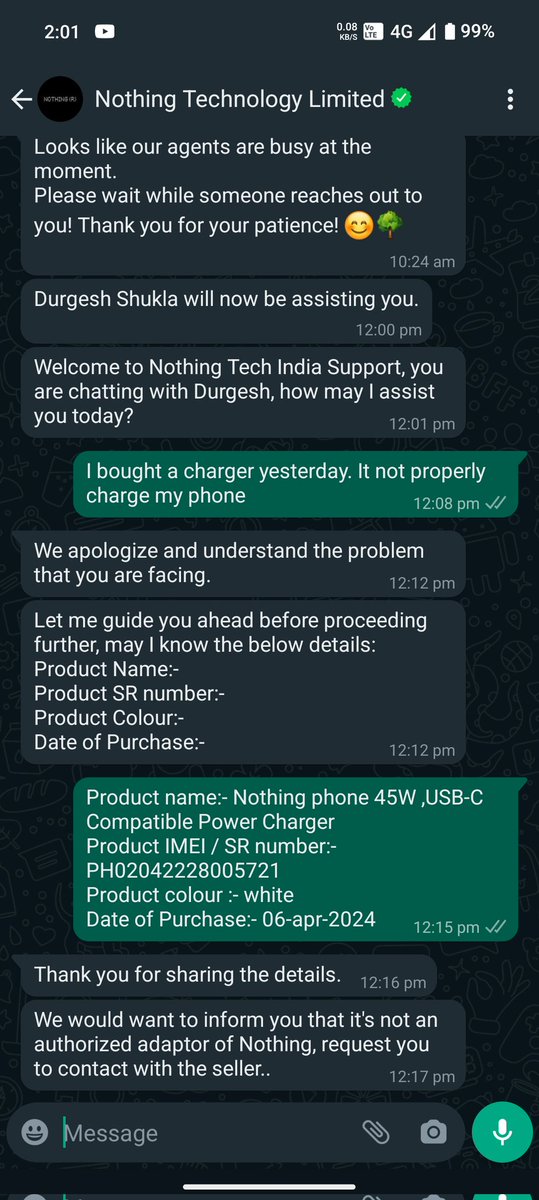 iambhupesh_'s tweet photo. @Flipkart @flipkartsupport i purchase a original nothing phone adaptor yesterday. Nothing says in not authorised adaptor. Flipkart cheat me.@nothingindia @TechnicalGuruji @AmreliaRuhez https://t.co/rAOW8eNxhY