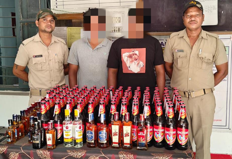 Hirakud PS detected an Excise case and arrested two accused persons. 76.5 litres of foreign liquor seized. @odisha_police @DGPOdisha @DIGPNRSAMBALPUR