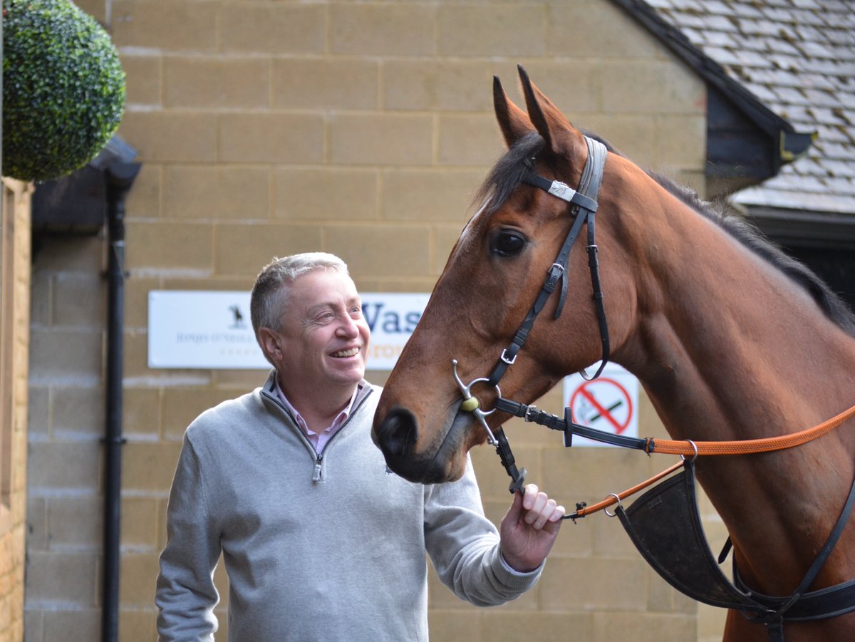 We have two runners at Exeter today. Jonjo Jr. rides Anytrixwilldo (pictured with one of his owners, Richard) in the 2.25 Maiden Hurdle. Kevin rides Our Friend Mo in the 4.45 Mares’ Handicap Chase.