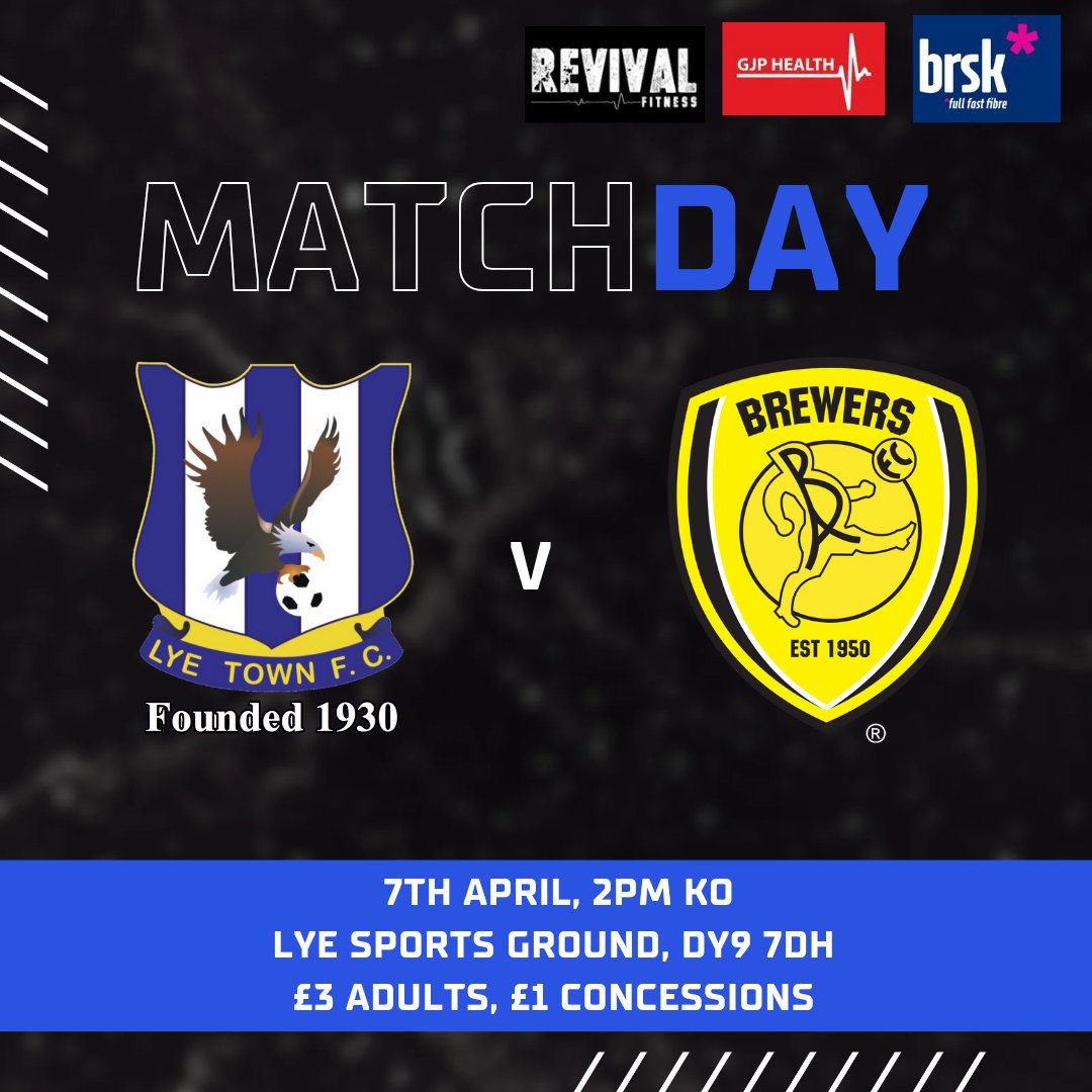 🟦 MATCHDAY ⬜️

🆚️ Burton Albion 
🕑 2PM KO
📍 Lye Sports Ground, DY9 7DH 
💷 £3 adults, £1 Concessions

#uptheflyers

🟦⬜️🟦⬜️