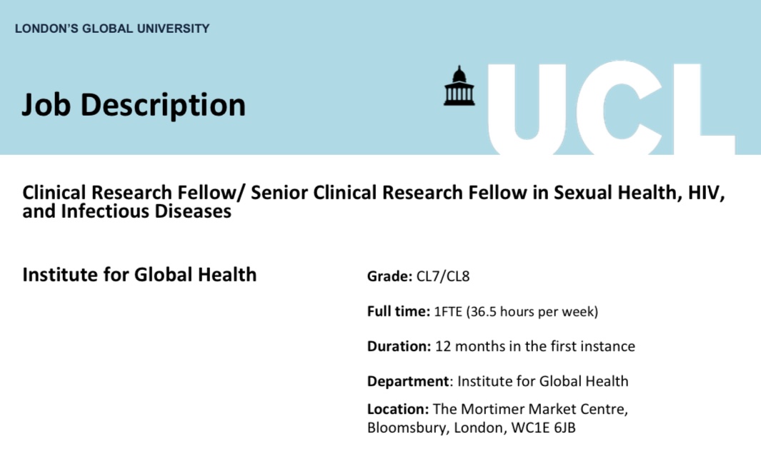 🚨We’re hiring a Clinical Research Fellow in Sexual Health, HIV & Infection! ➡️ Join amazing & supportive team ➡️ Work on HIV, syphilis, viral hep, HSV, gonorrhoea & other exciting trials ➡️ Ideal for GUM/ID/Viro regs as OOP, or after IMT 🌐info & to apply ucl.ac.uk/work-at-ucl/se…
