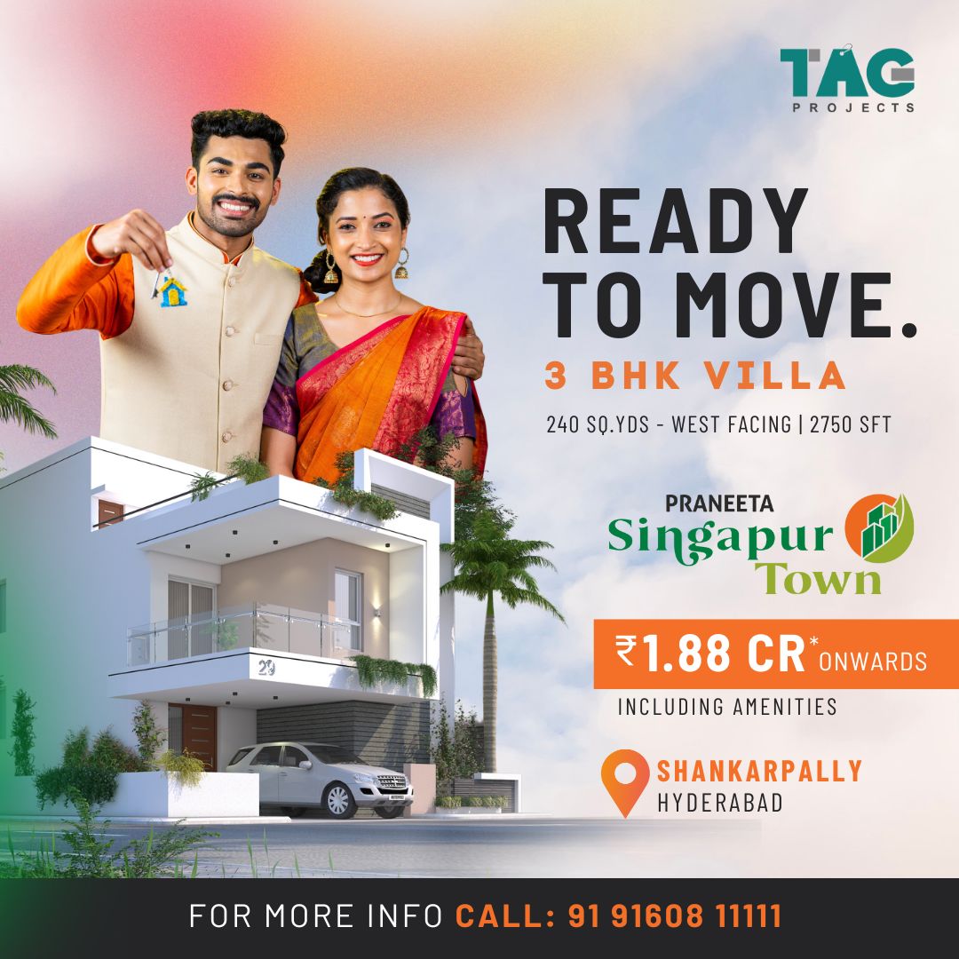 Exciting News for You!

Experience unparalleled luxury living in our prestigious gated villa community. Ready-to-move premium villas await you. Elevate your lifestyle with TAGPROJECTS!

For More Details: 
Call/Whatsapp: 9160811111
Website: tagprojects.in/Praneetha-Sing…

#tagprojects