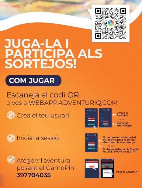 Últim dia de @FestivalJoc 😭 Aprofiteu per jugar l’aventura “El despertar lúdic” mentre us moveu d’un espai de #joc a un altre i podreu entrar al sorteig dels LOTS DE JOCS! Que l’energia lúdica us acompanyi sempre! Comenceu aquí: webapp.adventuriq.com Gamepin: 397704035