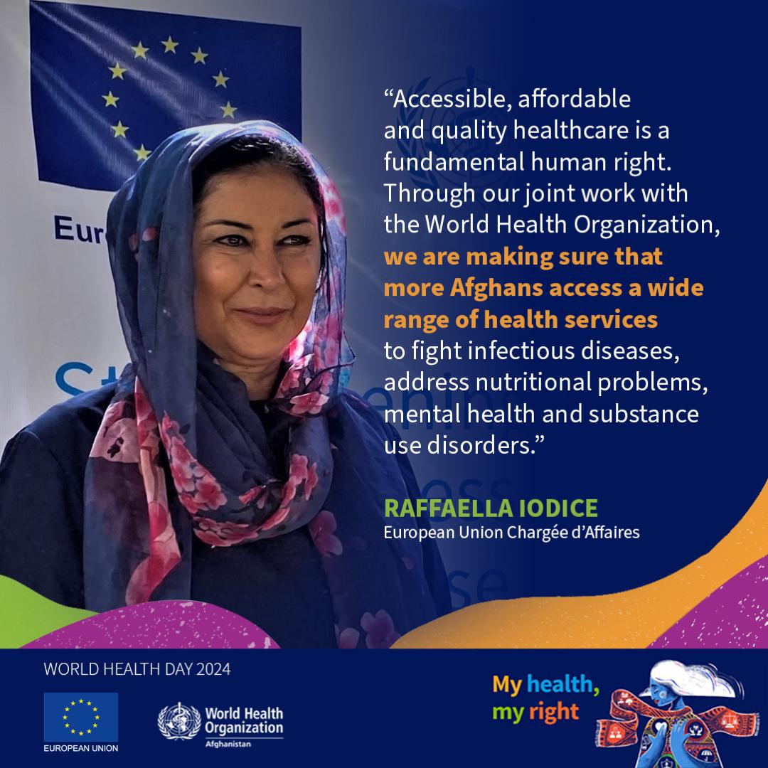 Accessible, affordable and quality health care is a fundamental human right. 💪 The EU continues to stand by the Afghan people and funds a wide range of health services across the country. #WorldHealthDay2024