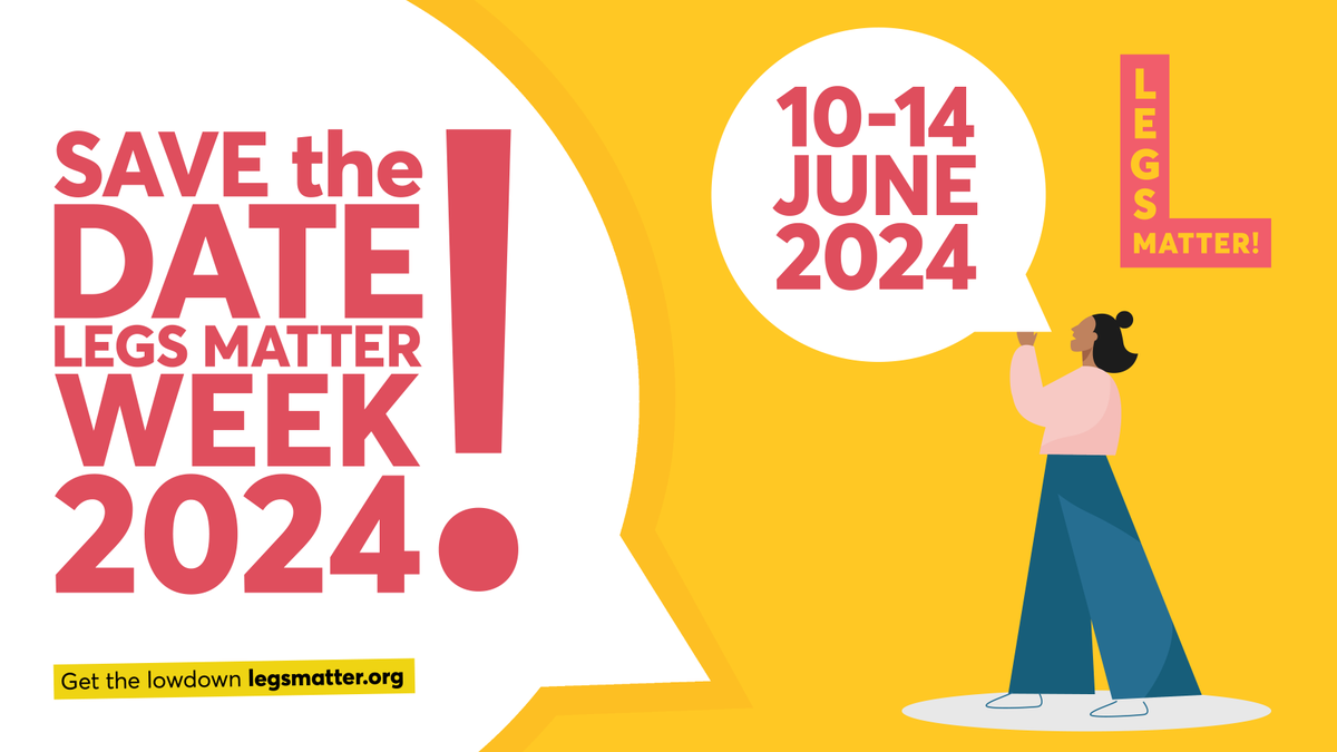 SAVE THE DATE! Legs Matter Week is 10-14 June, 2024 – we can’t wait! Watch this space for more information and join us in helping to raise the alarm on the hidden harm crisis in the treatment of leg and foot conditions.#legsmatter #hiddenharmcrisis legsmatter.org/legs-matter-we…