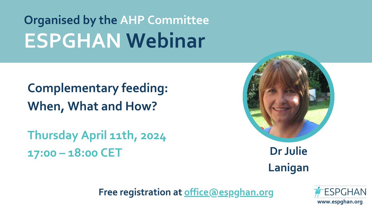 Looking for an opportunity to discuss complementary feeding research and guidelines with experts in the field? 🤔 Look no further! Just 3 days left to register for our next webinar with @julie_lanigan Don't miss out! 🔽 ow.ly/4Fny50QWHM4